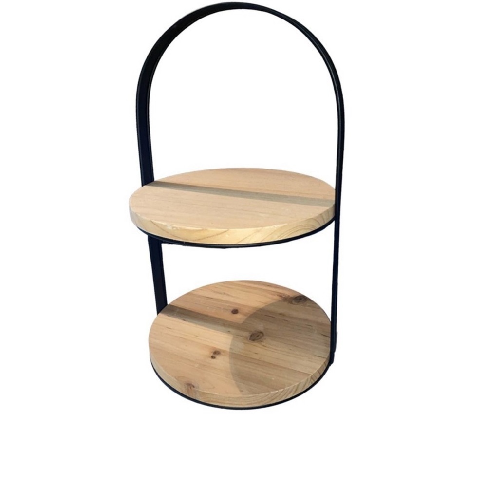 Two Tiered Wooden Tray Set of 2 - Picture 4 of 4